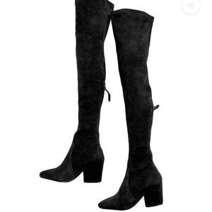 GOODNIGHT MACAROON

'ELLIS' BLACK CLASSIC OVER THE KNEE SUEDE LEATHER BOOTS